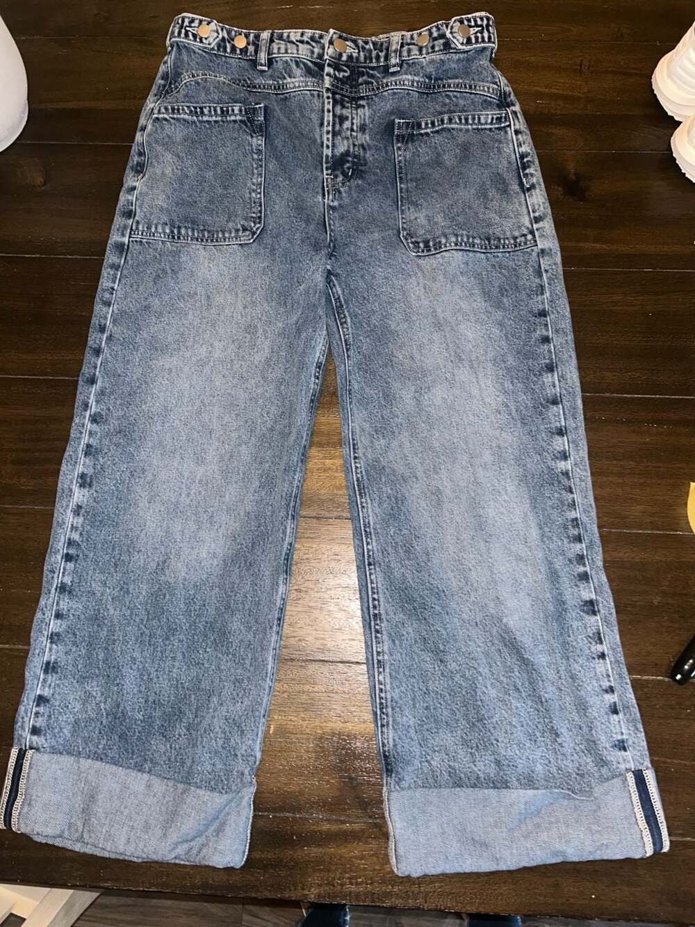 Altar'd State High Rise Wide Leg Patch Pocket Jeans Size 28